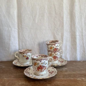 4 tasses et sous tasses à café Fleury Sarreguemines