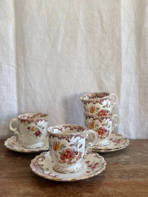 4 tasses et sous tasses à café Fleury Sarreguemines